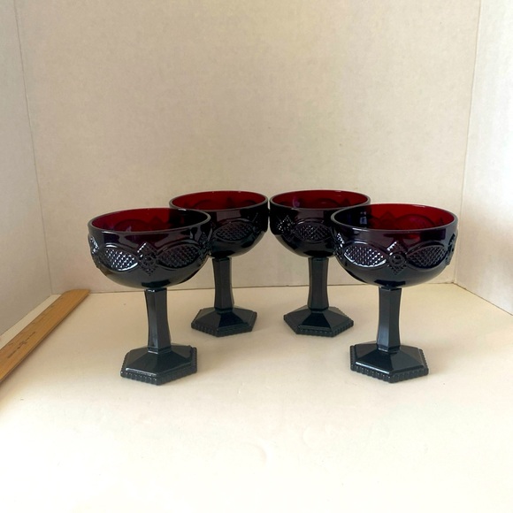 Avon | Dining | 4 Vintage Avon 876 Cape Cod Ruby Red Glass Tall ...